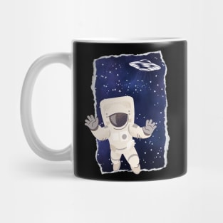 Floating astronaut Ufo alien abduction funny cute spaceship moon mars cosmic space Mug